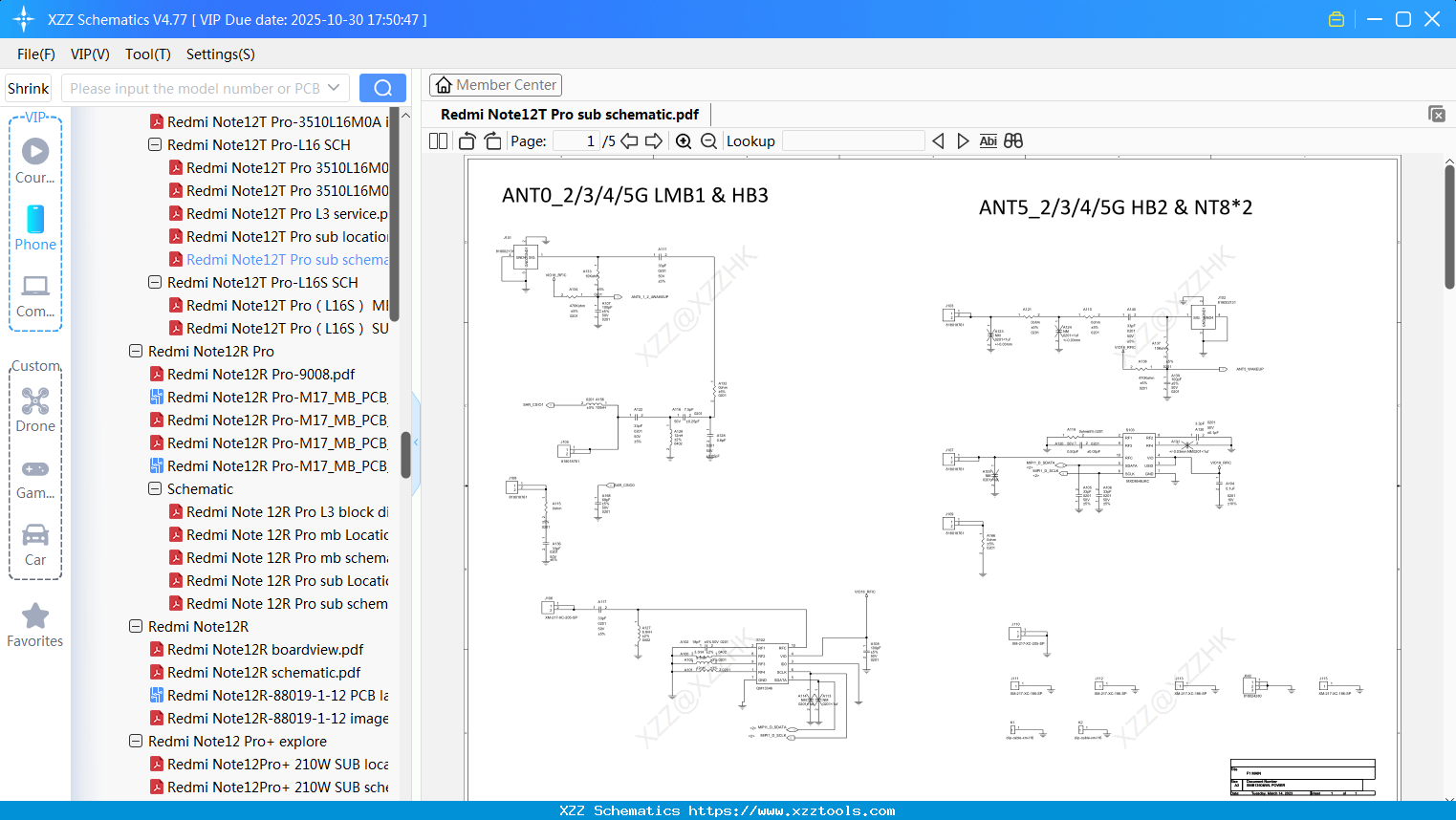 Xiaomi Redmi Note12T Pro Sub Schematic